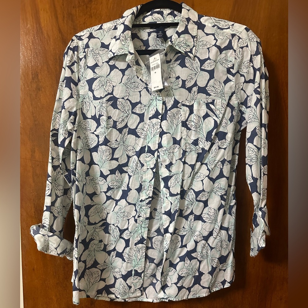 GAP Blue and White Floral Blouse